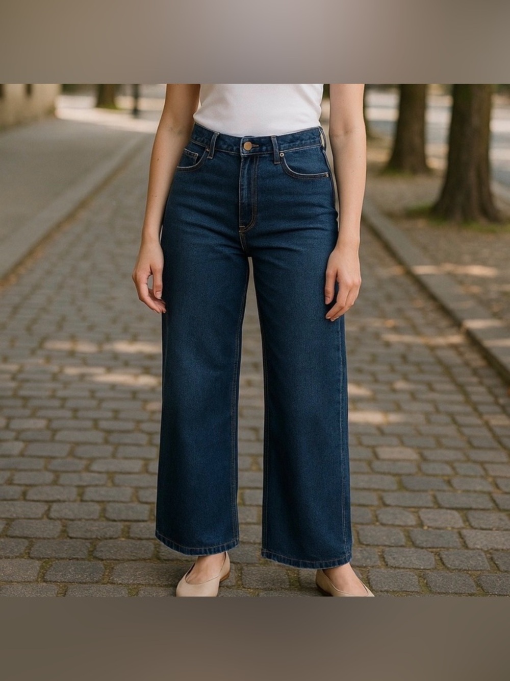 Me + Em | High Rise Wide Leg Denim Jeans Size 32 British Designer Quiet Luxury